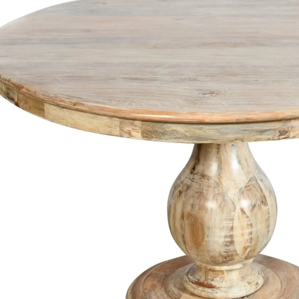 Five Piece Natural Round Solid Wood Dining Set with Four Chairs - NOVA HOME FURNITURE