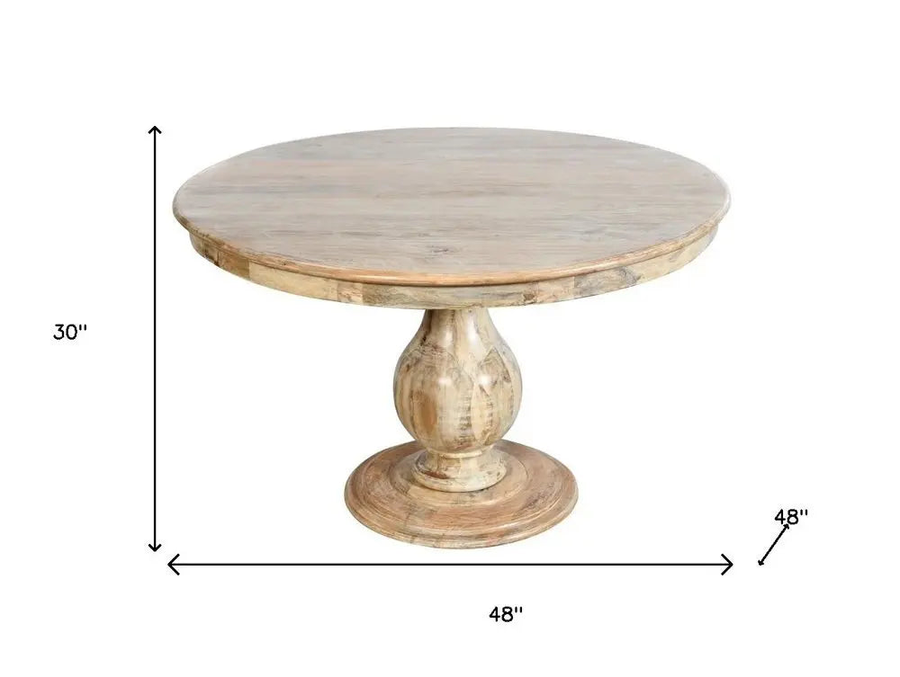 Five Piece Natural Round Solid Wood Dining Set with Four Chairs - NOVA HOME FURNITURE