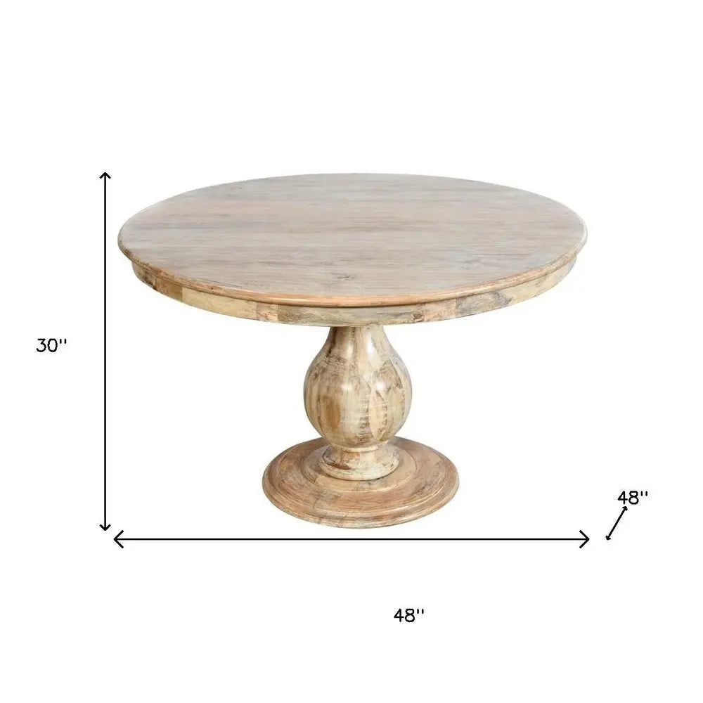 Five Piece Natural Round Solid Wood Dining Set with Four Chairs - NOVA HOME FURNITURE