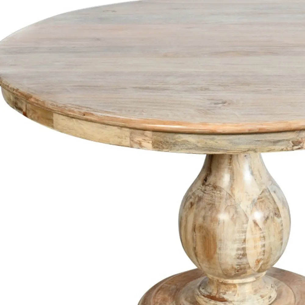 Five Piece Natural Round Solid Wood Dining Set with Four Chairs - NOVA HOME FURNITURE