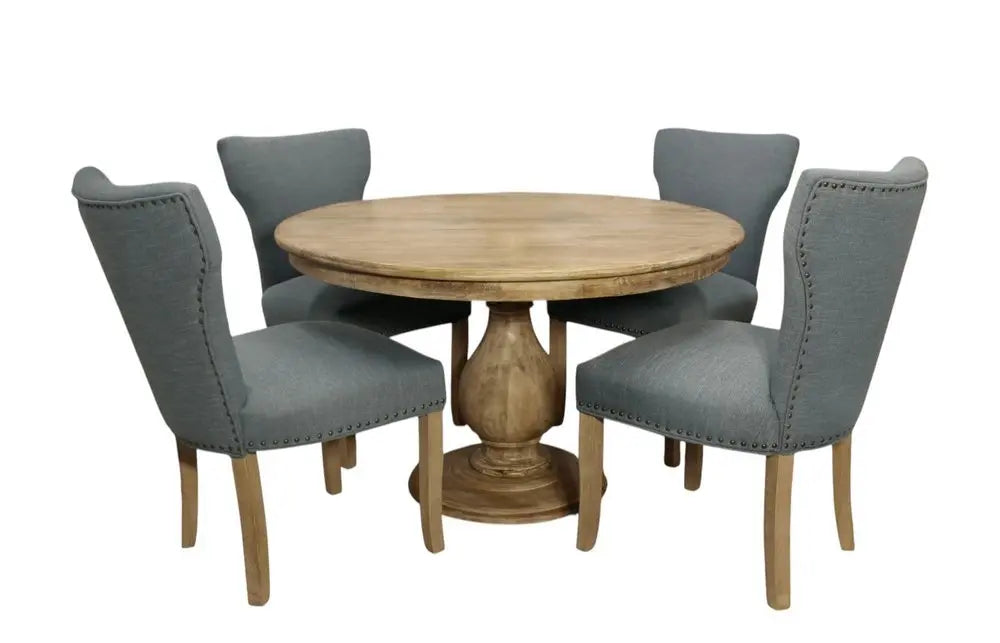 Five Piece Natural Round Solid Wood Dining Set with Four Chairs - NOVA HOME FURNITURE