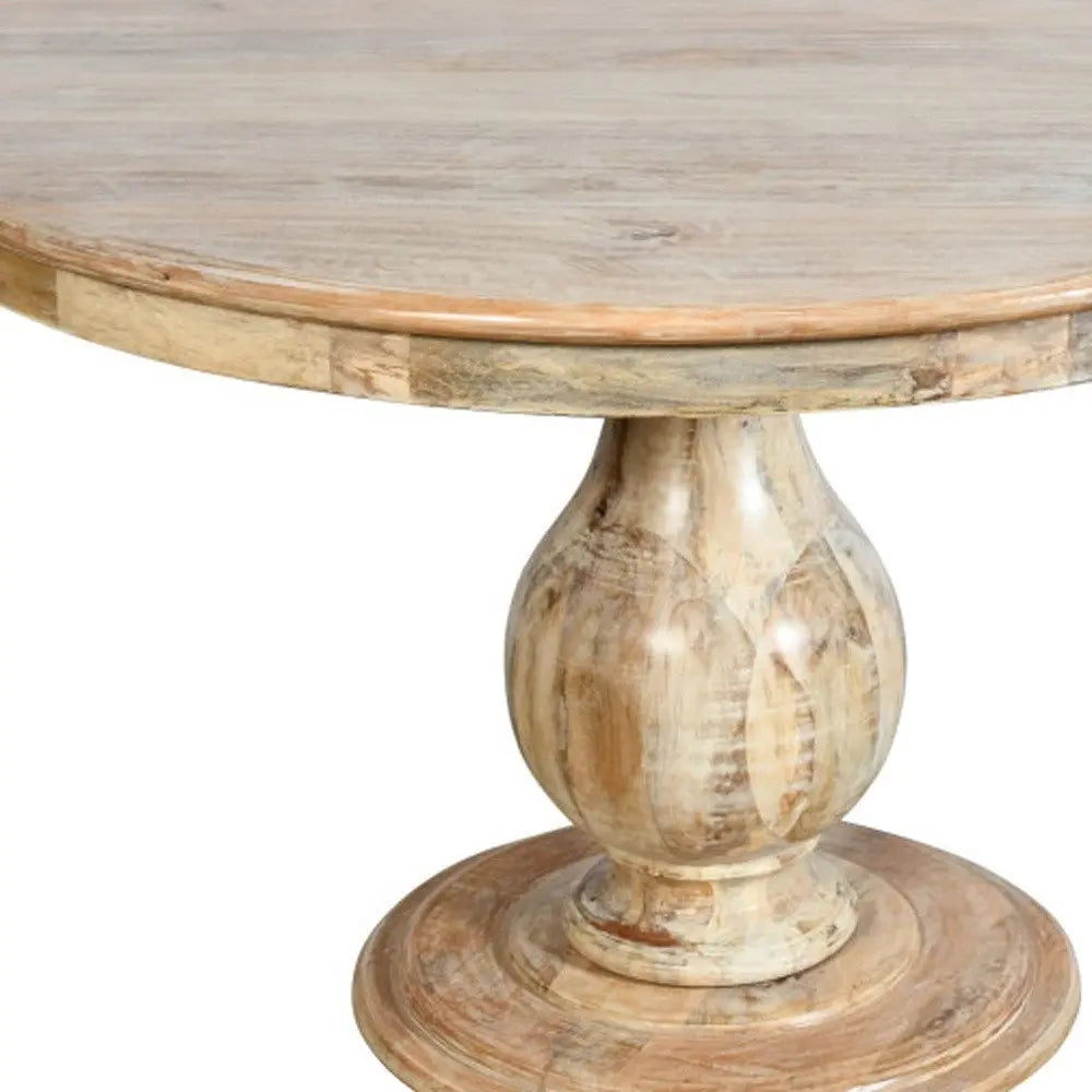 Five Piece Natural Round Solid Wood Dining Set with Four Chairs - NOVA HOME FURNITURE