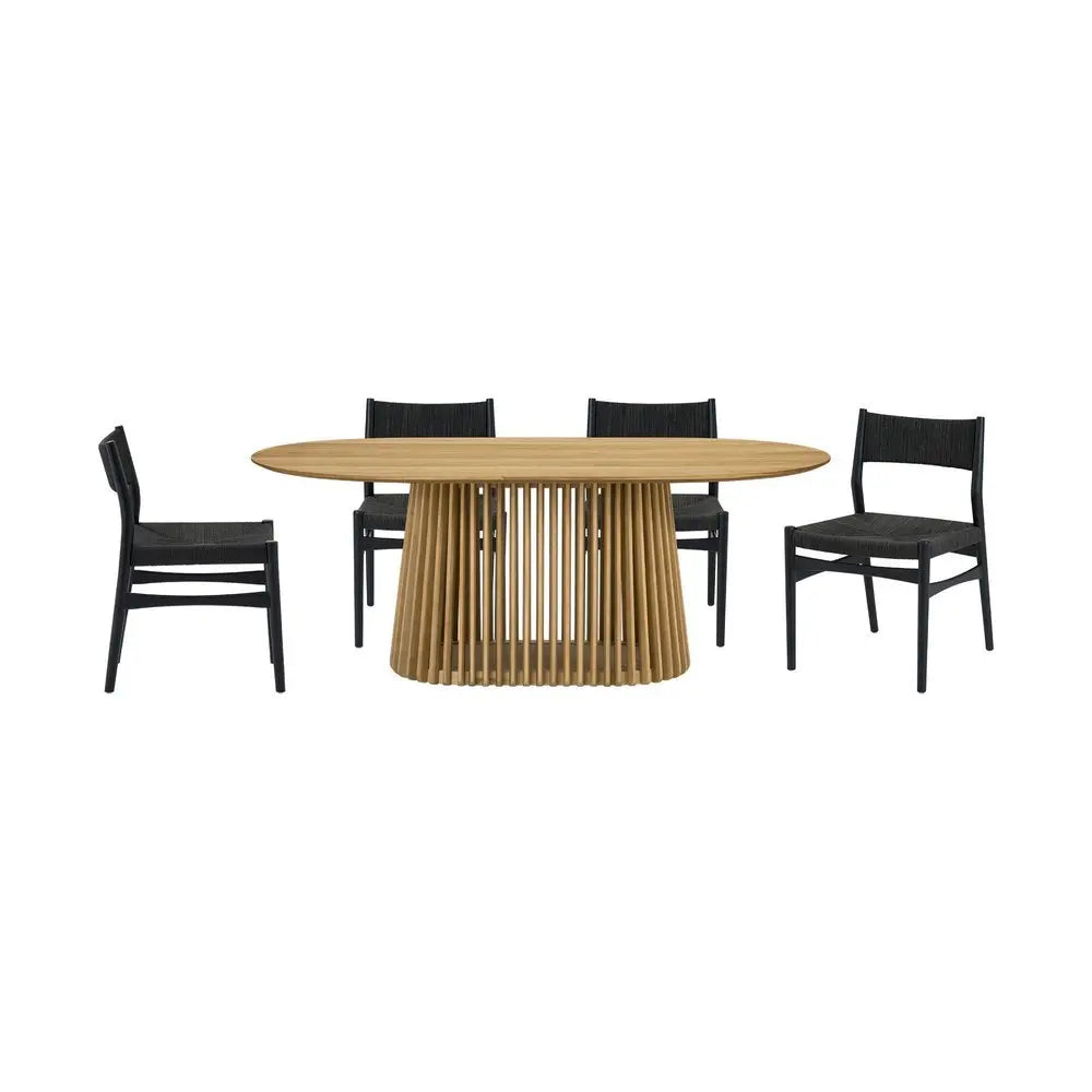 Five Piece Oak Oval Dining Set with Four Chairs - NOVA HOME FURNITURE