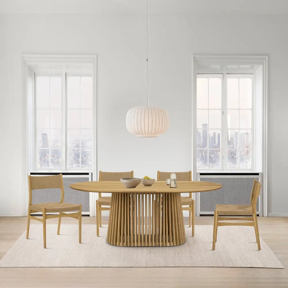 Five Piece Oak Oval Dining Set with Four Chairs - NOVA HOME FURNITURE