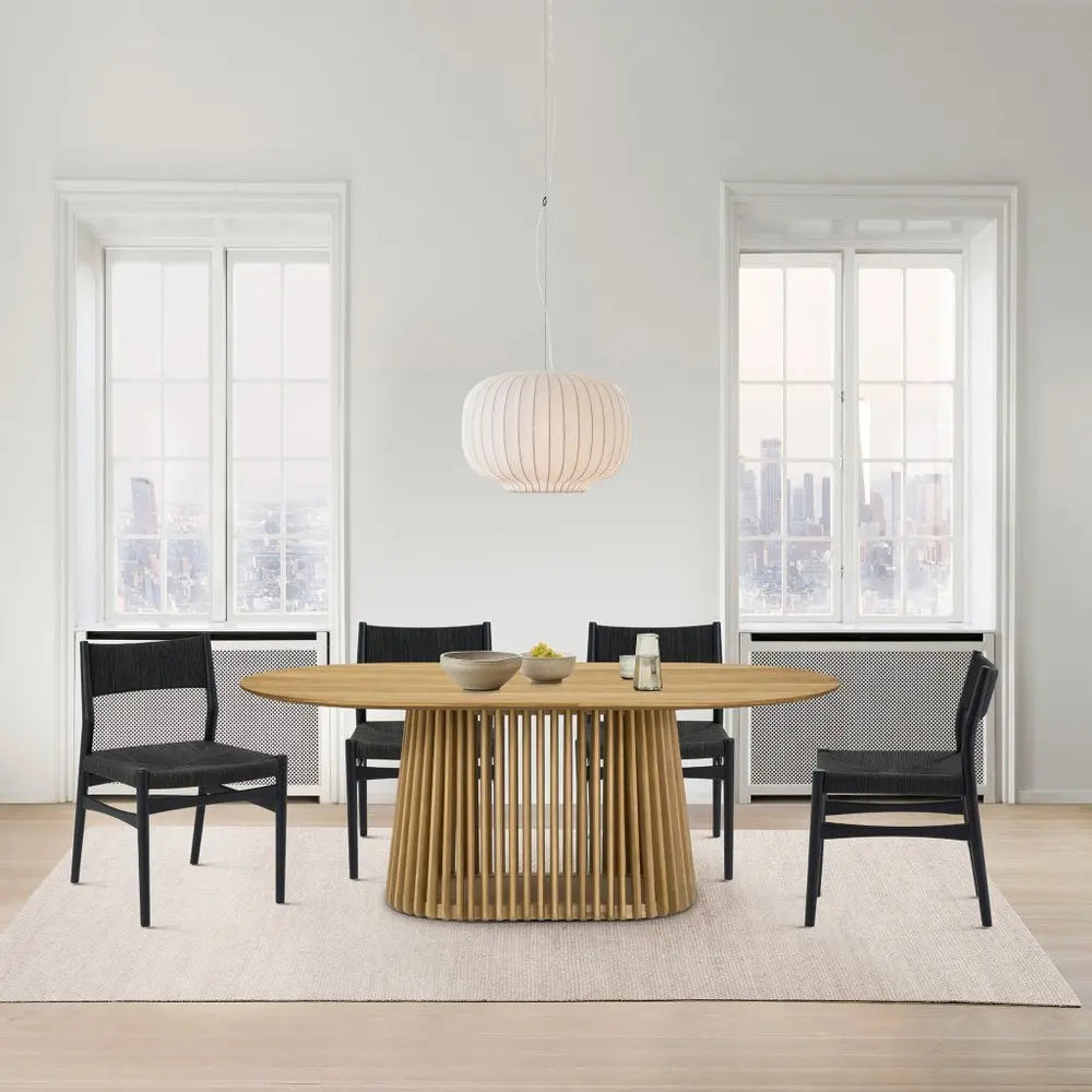 Five Piece Oak Oval Dining Set with Four Chairs - NOVA HOME FURNITURE