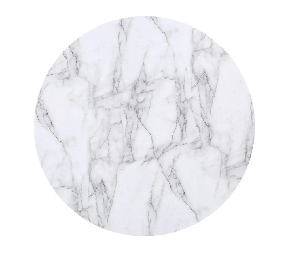 Five Piece White and Black Round Faux Marble Dining Set with Four Chairs - NOVA HOME FURNITURE