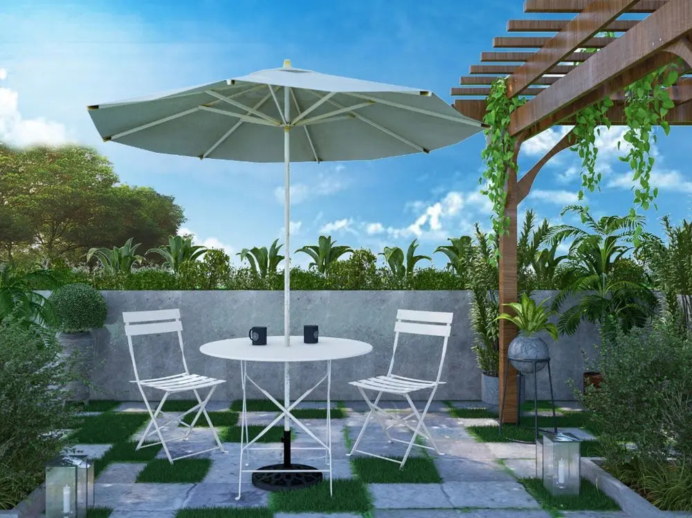 Five Piece White Round Metal Dining Set with Four Chairs - NOBLE HOME INTERIORS