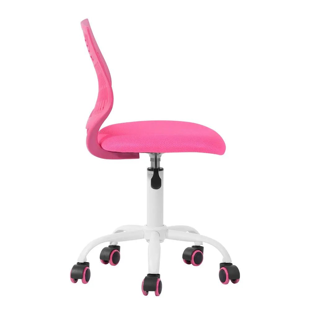 Fuchsia and White Adjustable Height Swivel Rolling Office Chair HomeRoots