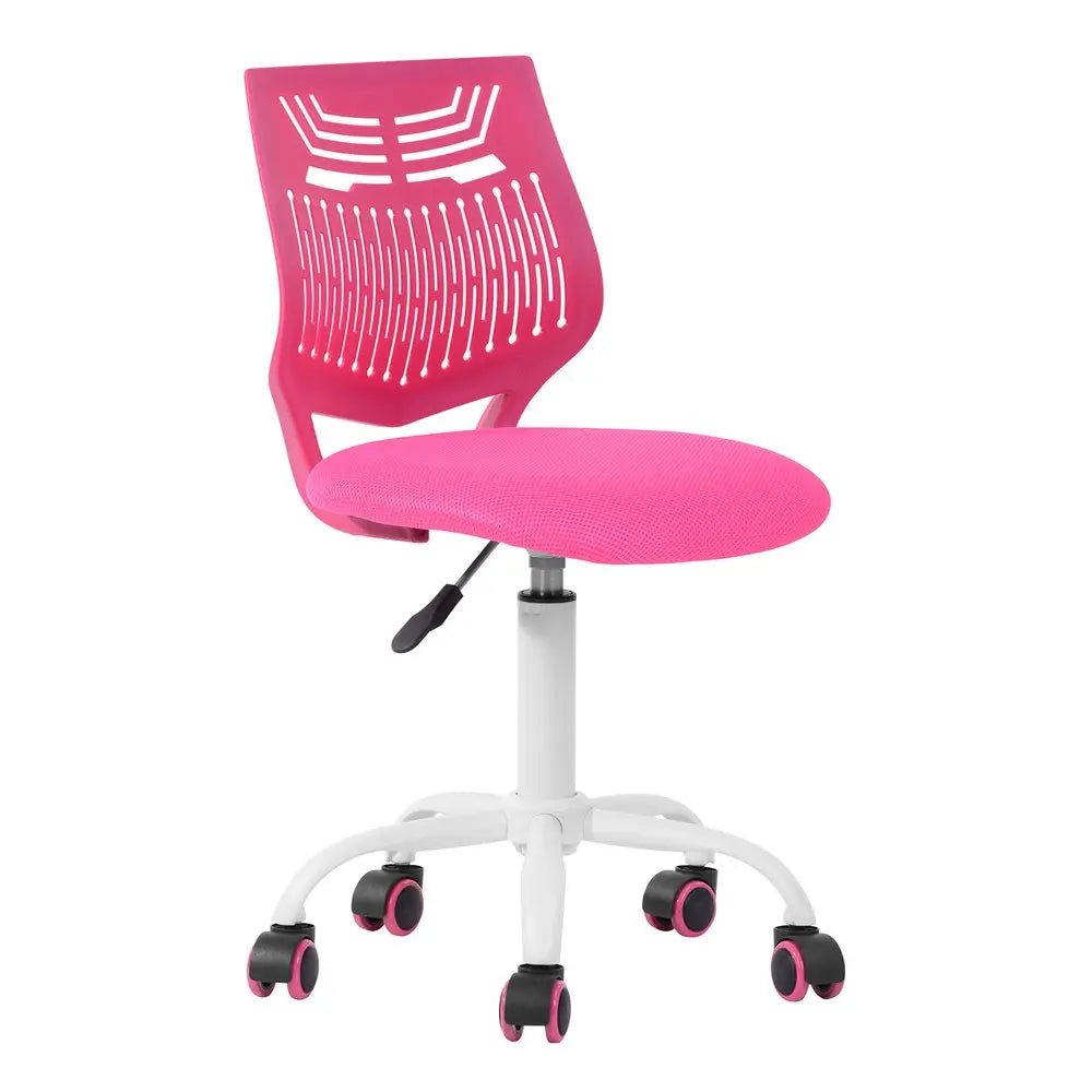 Fuchsia and White Adjustable Height Swivel Rolling Office Chair HomeRoots