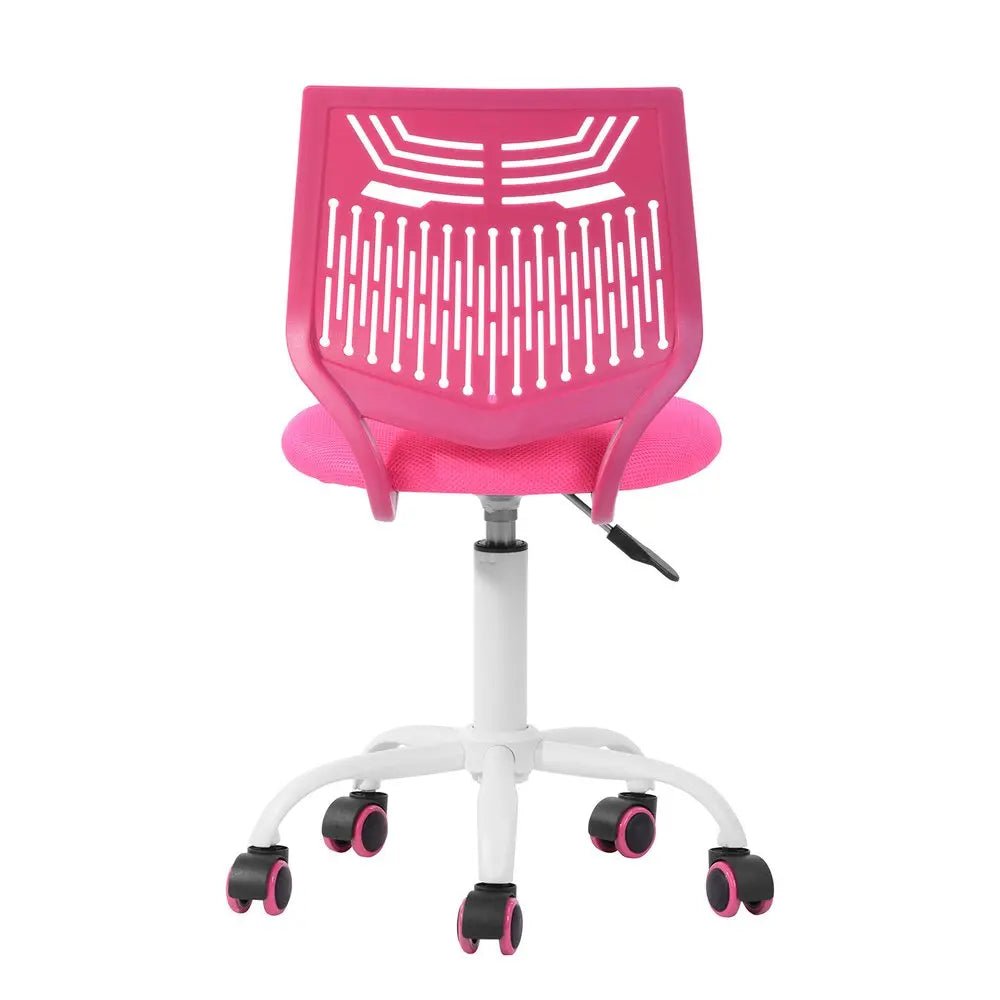 Fuchsia and White Adjustable Height Swivel Rolling Office Chair HomeRoots
