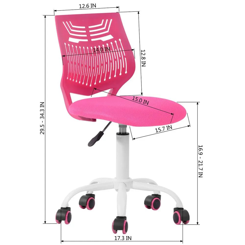 Fuchsia and White Adjustable Height Swivel Rolling Office Chair HomeRoots