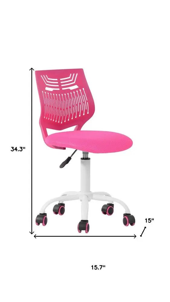 Fuchsia and White Adjustable Height Swivel Rolling Office Chair HomeRoots