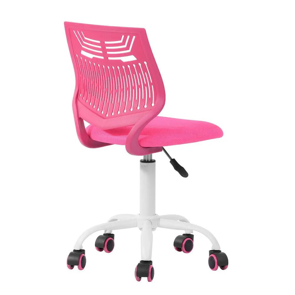 Fuchsia and White Adjustable Height Swivel Rolling Office Chair HomeRoots