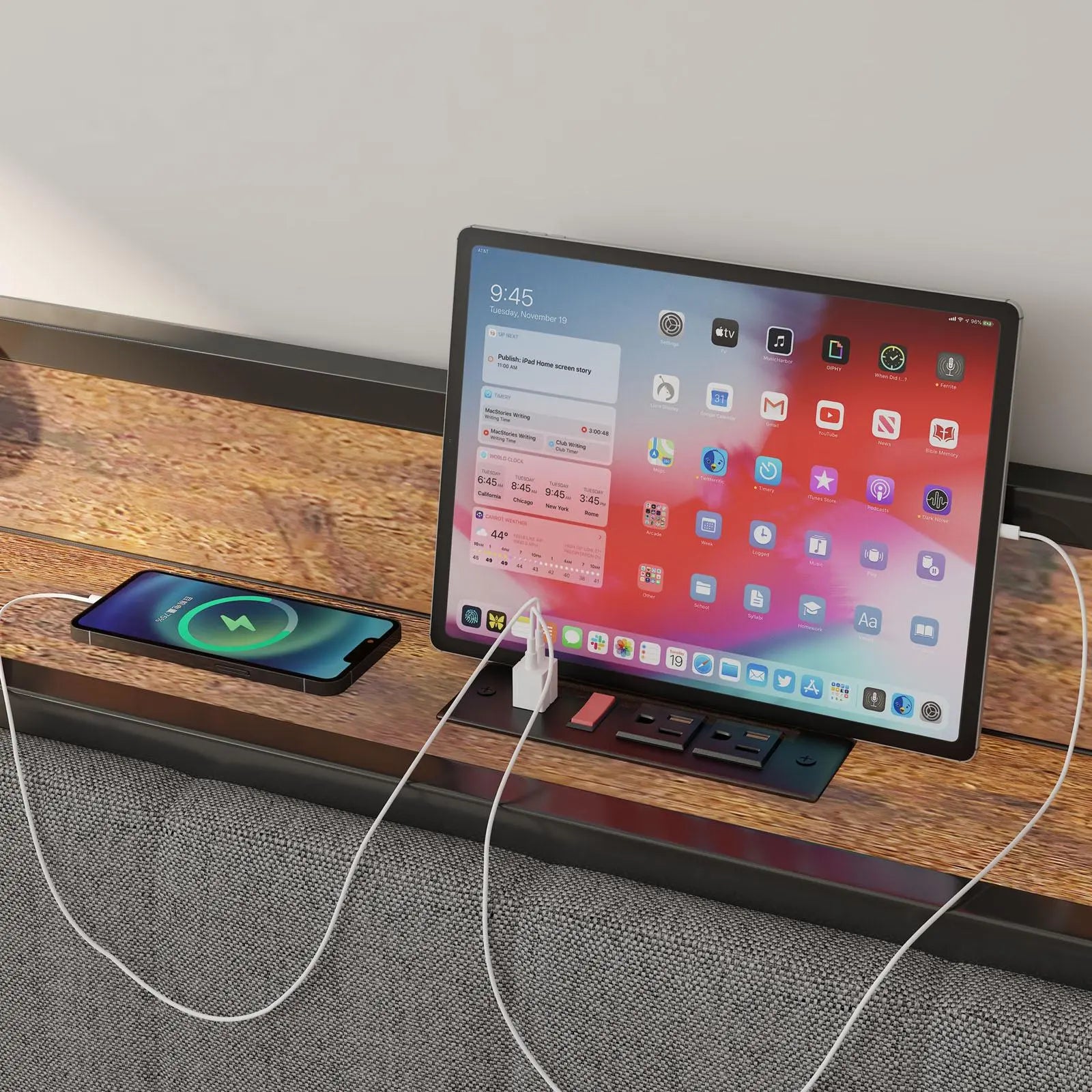 Full - Size，Full metal bed frame with charging headboard. - NOVA - HOME - FURNITURE