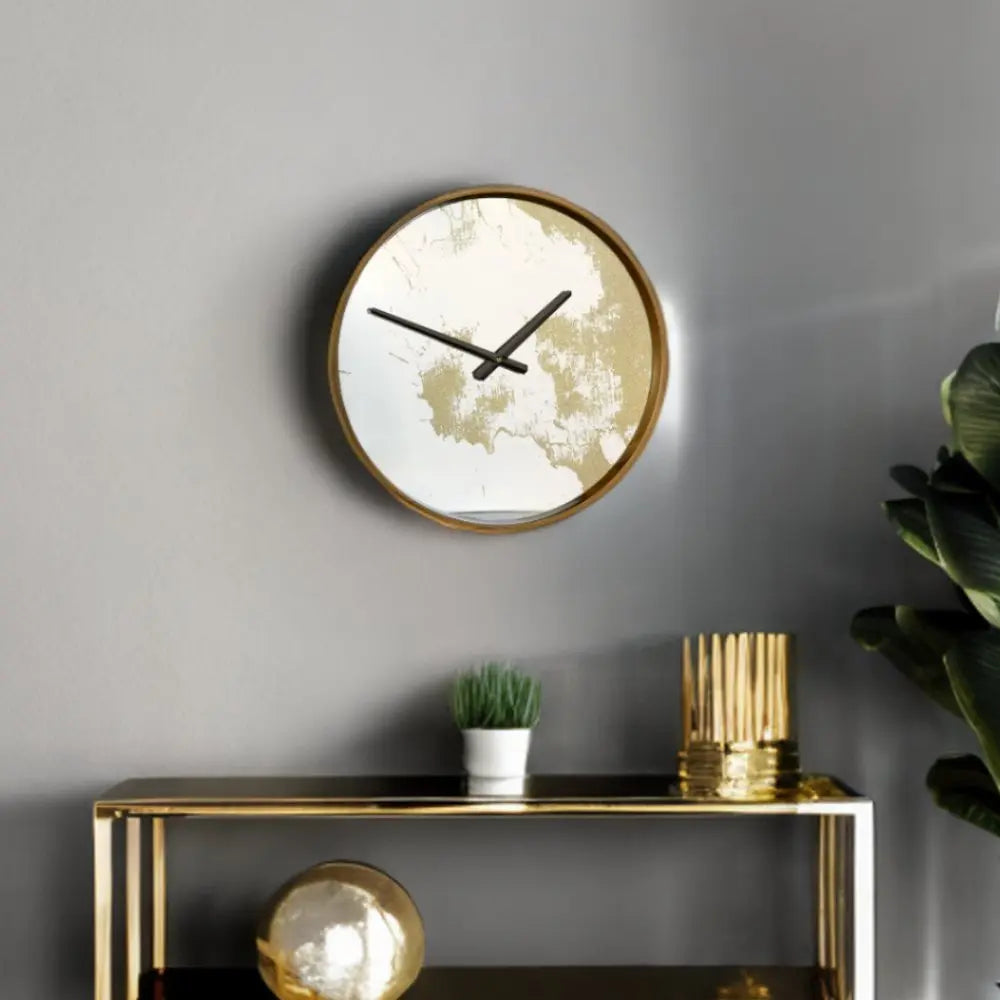 Gold Dust 14" Modern Round Wall Clock - NOBLE HOME INTERIORS