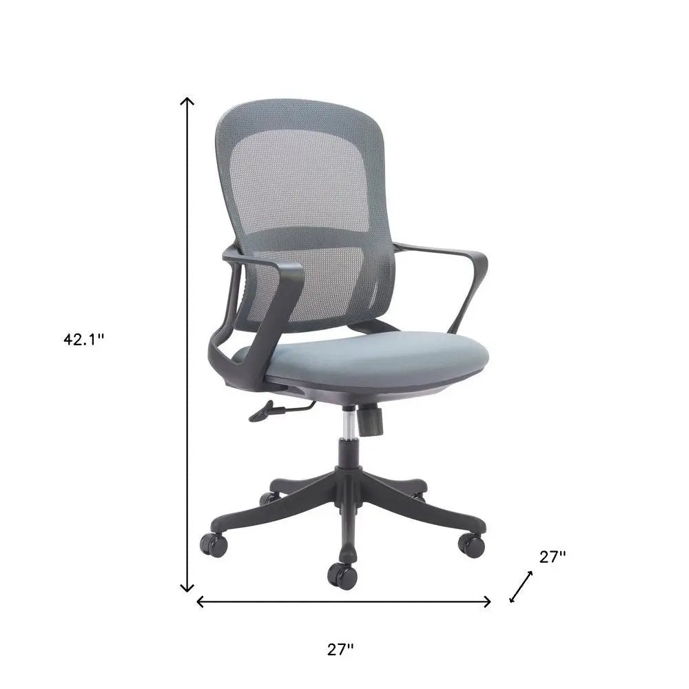 Gray and Black Adjustable Height Swivel Rolling Office Chair - NOBLE HOME INTERIORS