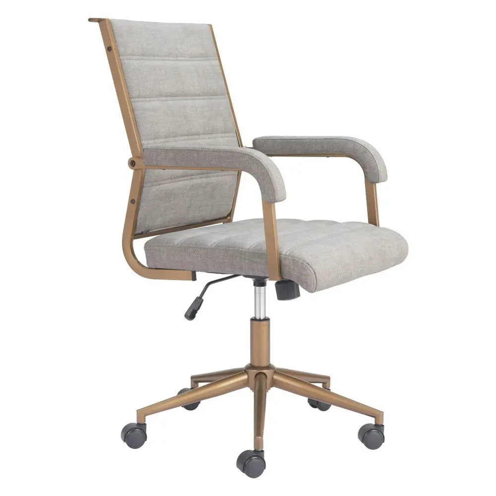 Gray and Bronze Adjustable Height Swivel Rolling Office Chair - NOBLE HOME INTERIORS