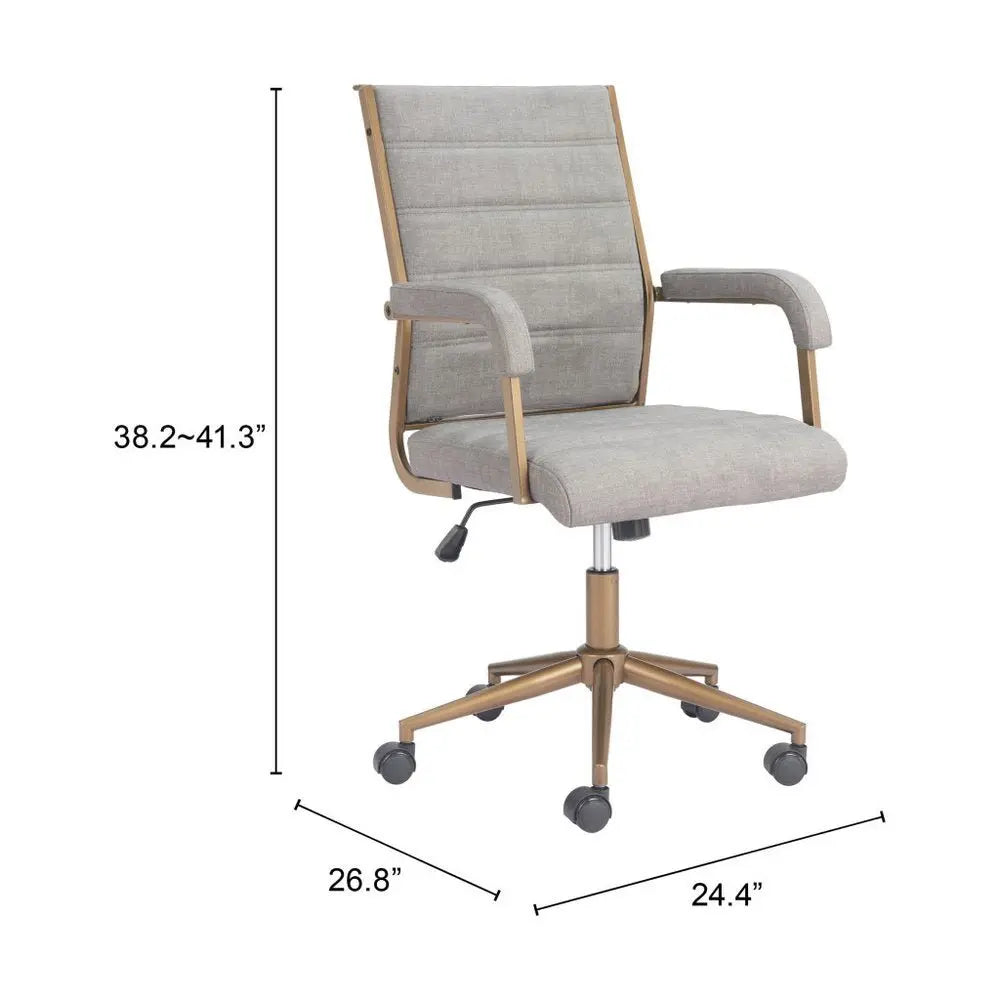 Gray and Bronze Adjustable Height Swivel Rolling Office Chair - NOBLE HOME INTERIORS