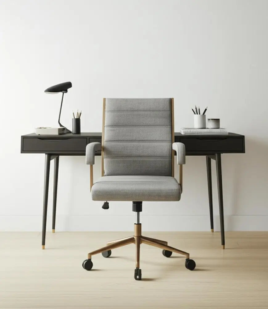 Gray and Bronze Adjustable Height Swivel Rolling Office Chair - NOBLE HOME INTERIORS