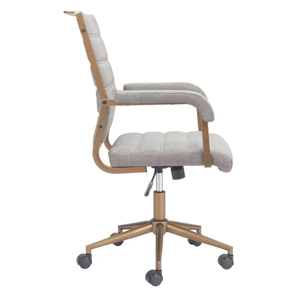 Gray and Bronze Adjustable Height Swivel Rolling Office Chair - NOBLE HOME INTERIORS