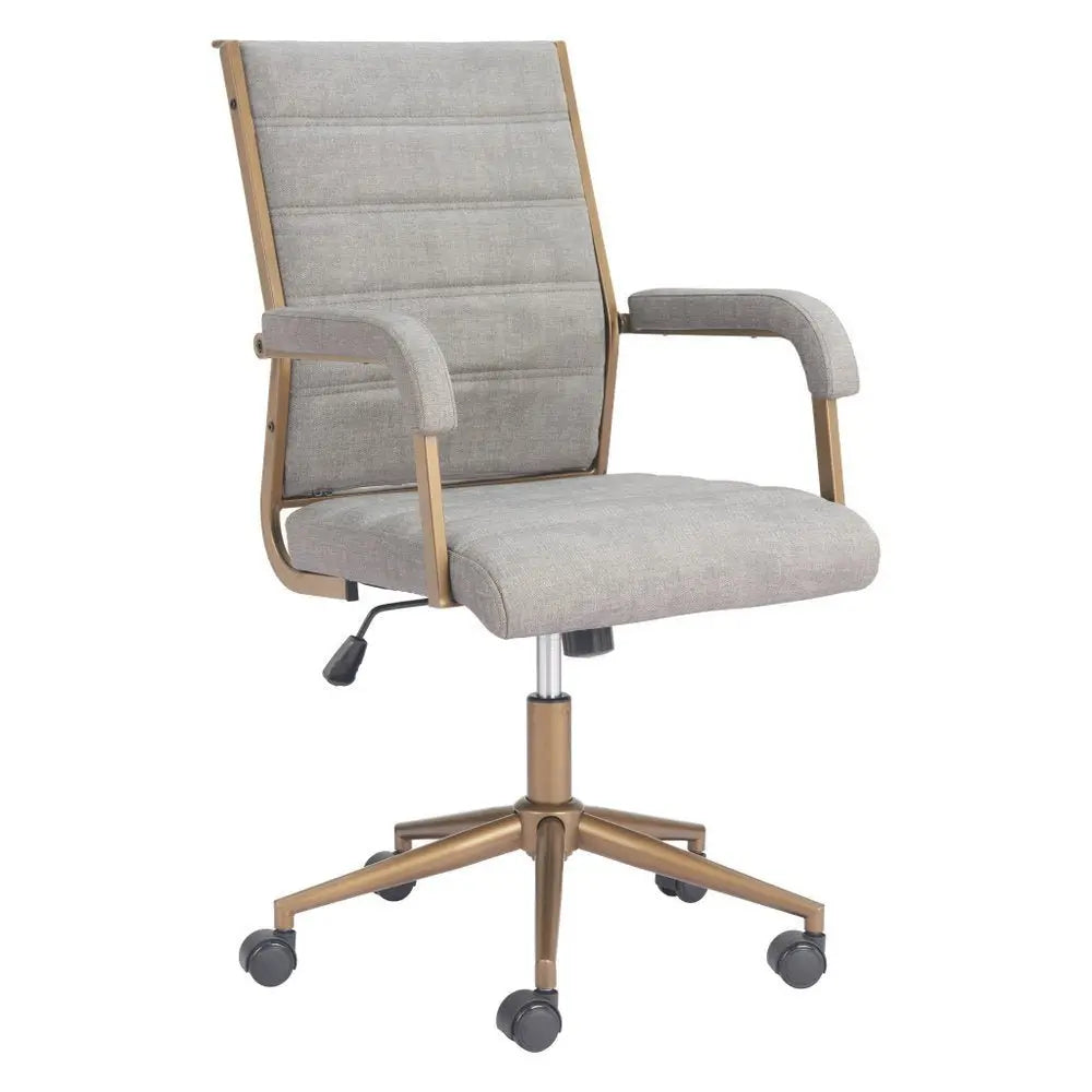 Gray and Bronze Adjustable Height Swivel Rolling Office Chair - NOBLE HOME INTERIORS