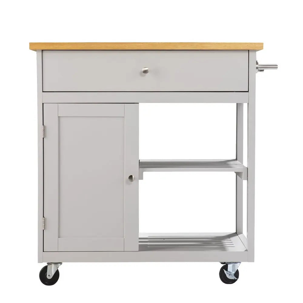 Gray and Natural 35" Rolling Kitchen Island With Storage - NOVA HOME FURNITURE