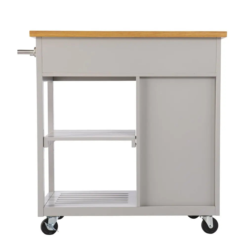 Gray and Natural 35" Rolling Kitchen Island With Storage - NOVA HOME FURNITURE