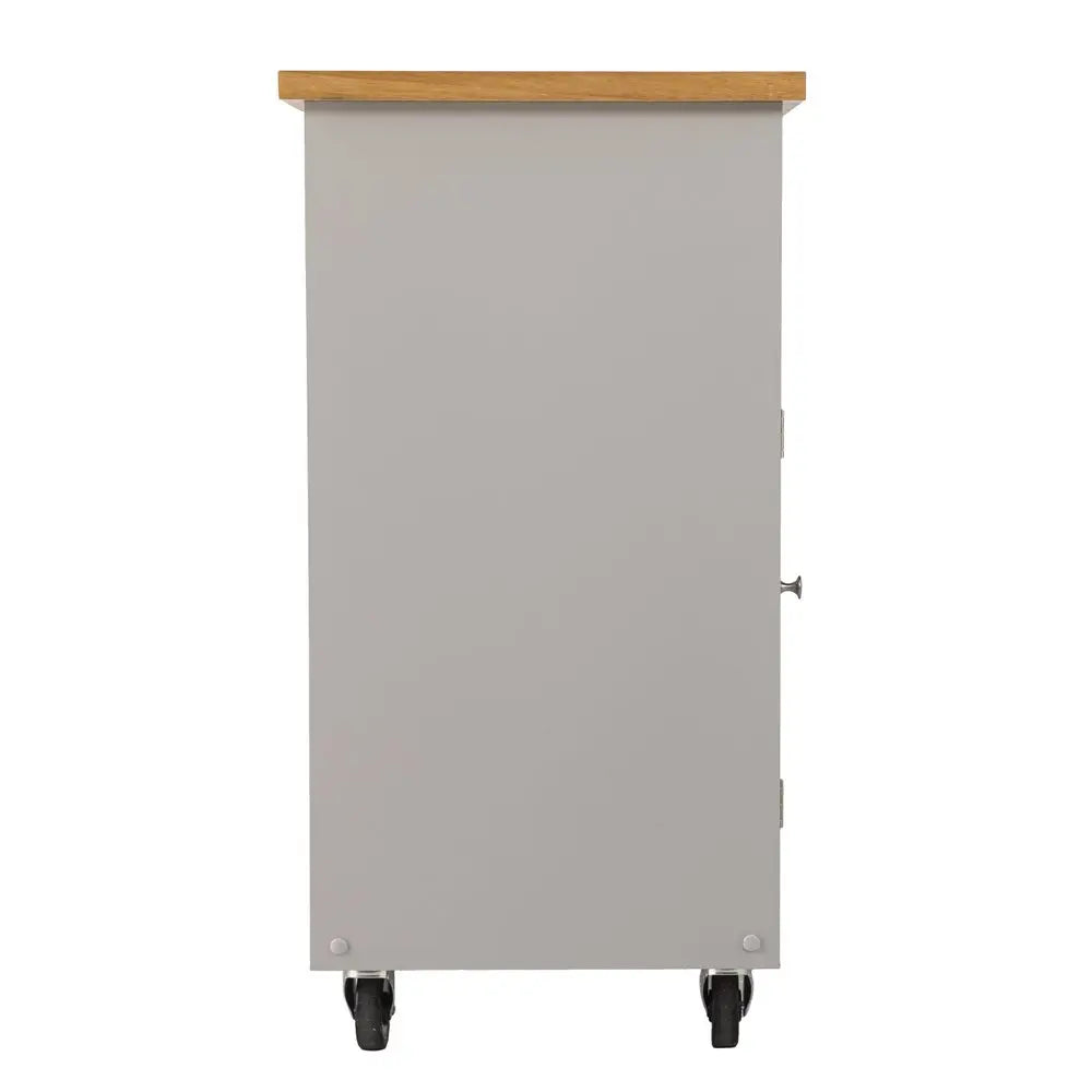 Gray and Natural 35" Rolling Kitchen Island With Storage - NOVA HOME FURNITURE