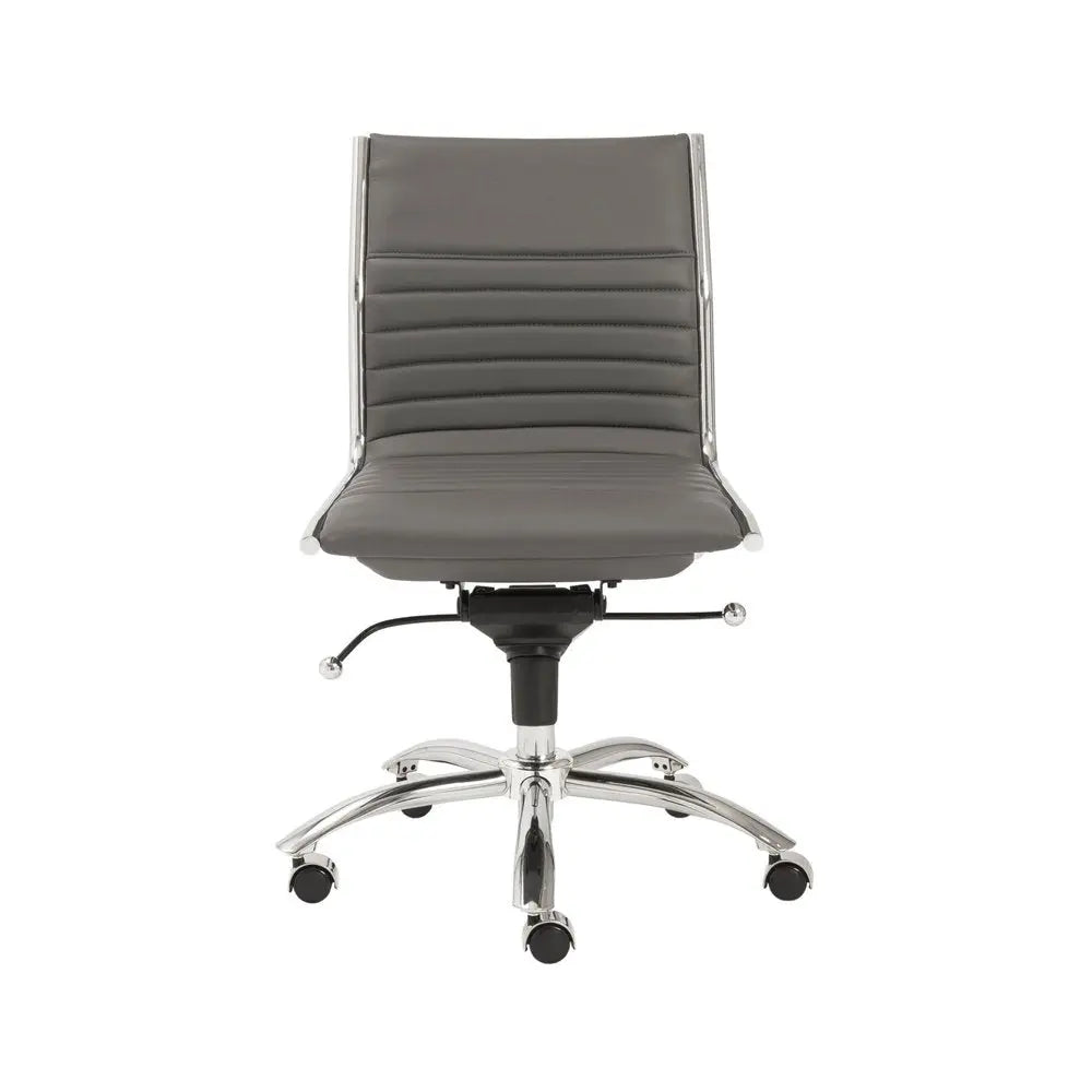 Gray and Silver Adjustable Swivel Faux Leather Rolling Conference Office Chair - NOBLE HOME INTERIORS