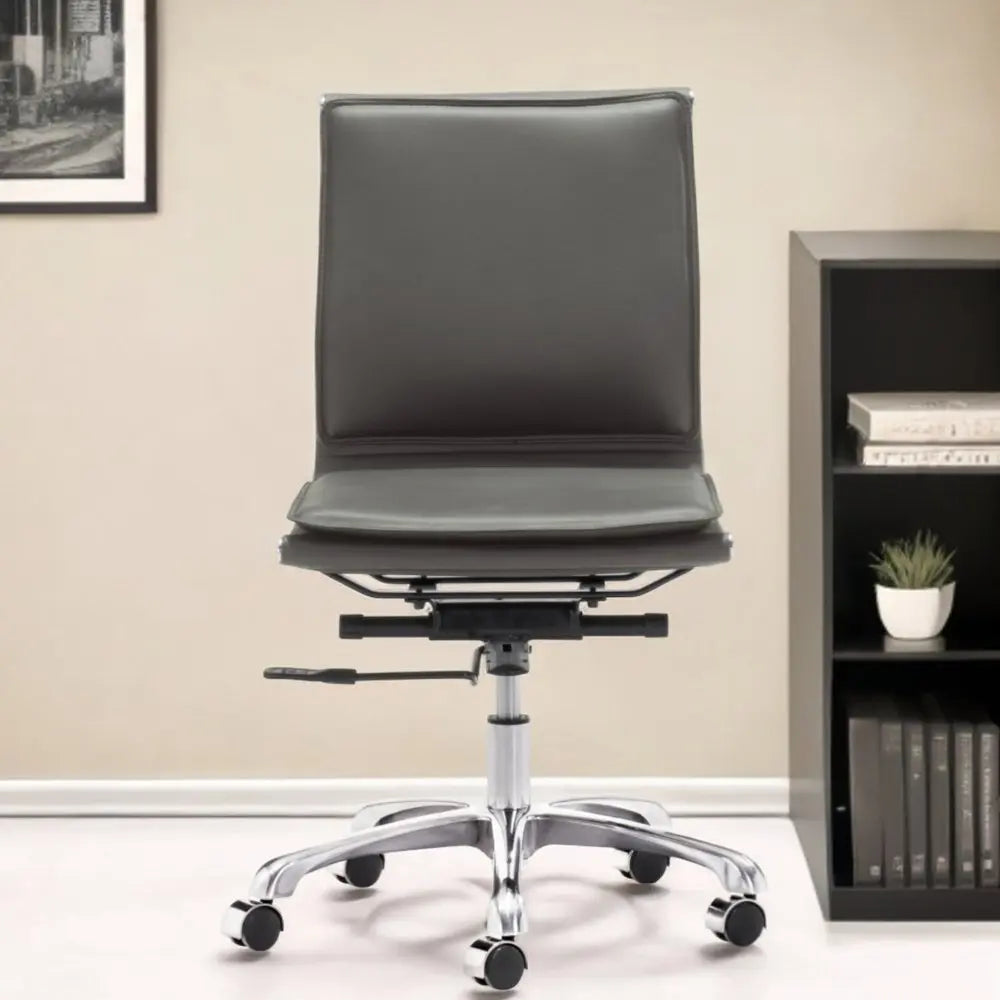 Gray and Silver Adjustable Swivel Faux Leather Rolling Executive Office Chair - NOBLE HOME INTERIORS