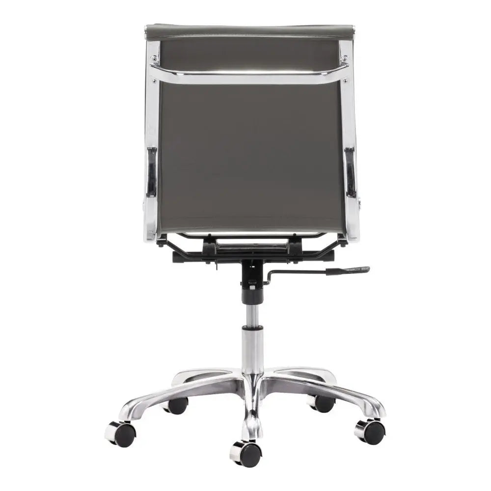 Gray and Silver Adjustable Swivel Faux Leather Rolling Executive Office Chair - NOBLE HOME INTERIORS