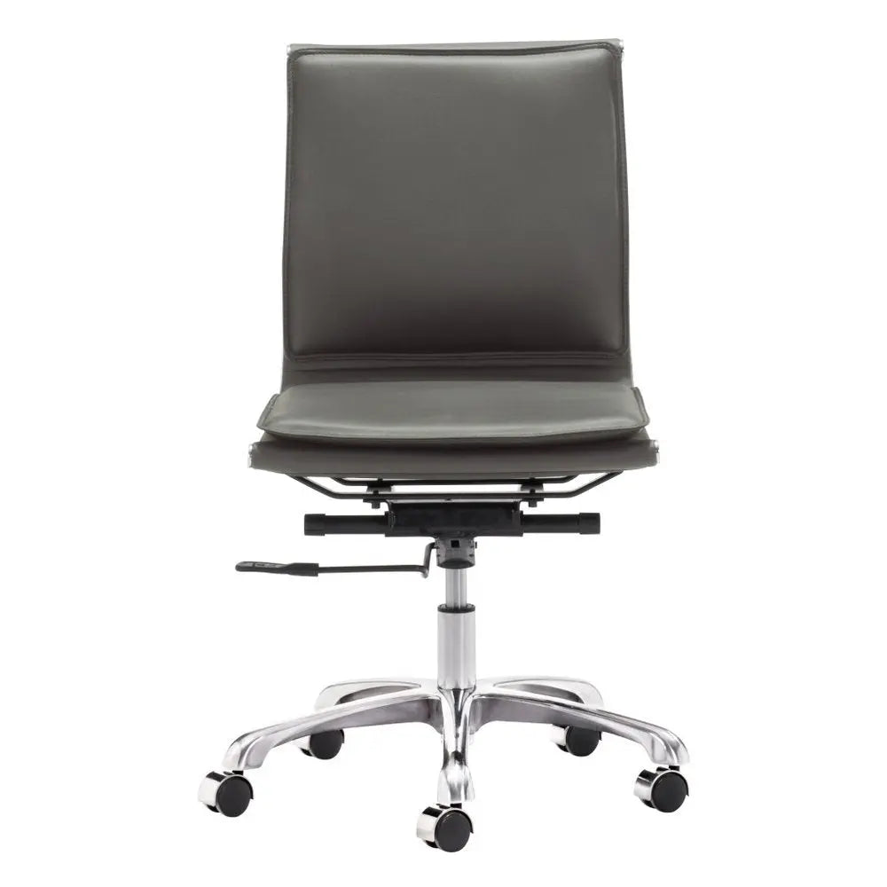 Gray and Silver Adjustable Swivel Faux Leather Rolling Executive Office Chair - NOBLE HOME INTERIORS