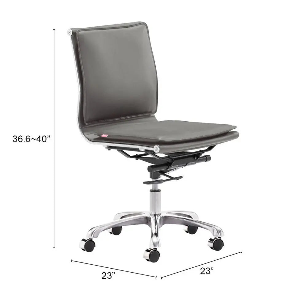 Gray and Silver Adjustable Swivel Faux Leather Rolling Executive Office Chair - NOBLE HOME INTERIORS