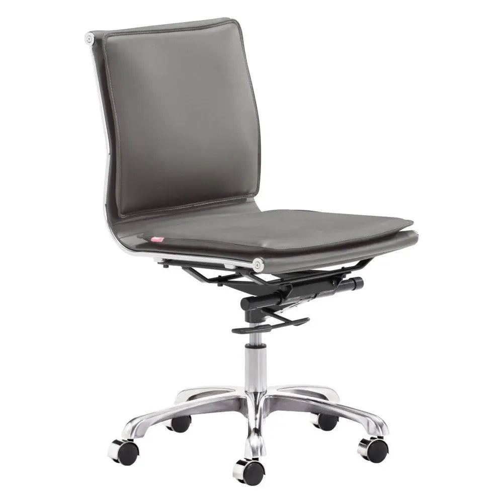 Gray and Silver Adjustable Swivel Faux Leather Rolling Executive Office Chair - NOBLE HOME INTERIORS