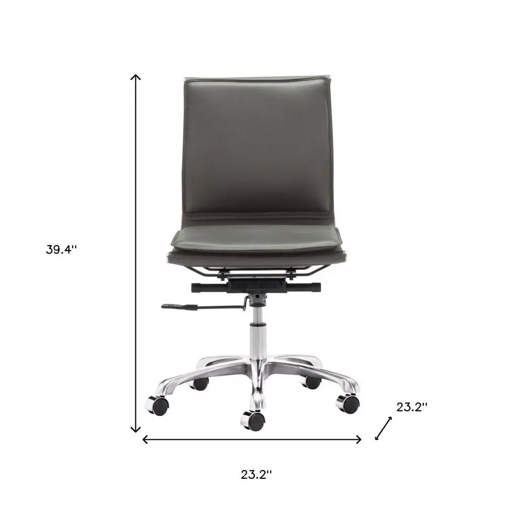Gray and Silver Adjustable Swivel Faux Leather Rolling Executive Office Chair - NOBLE HOME INTERIORS