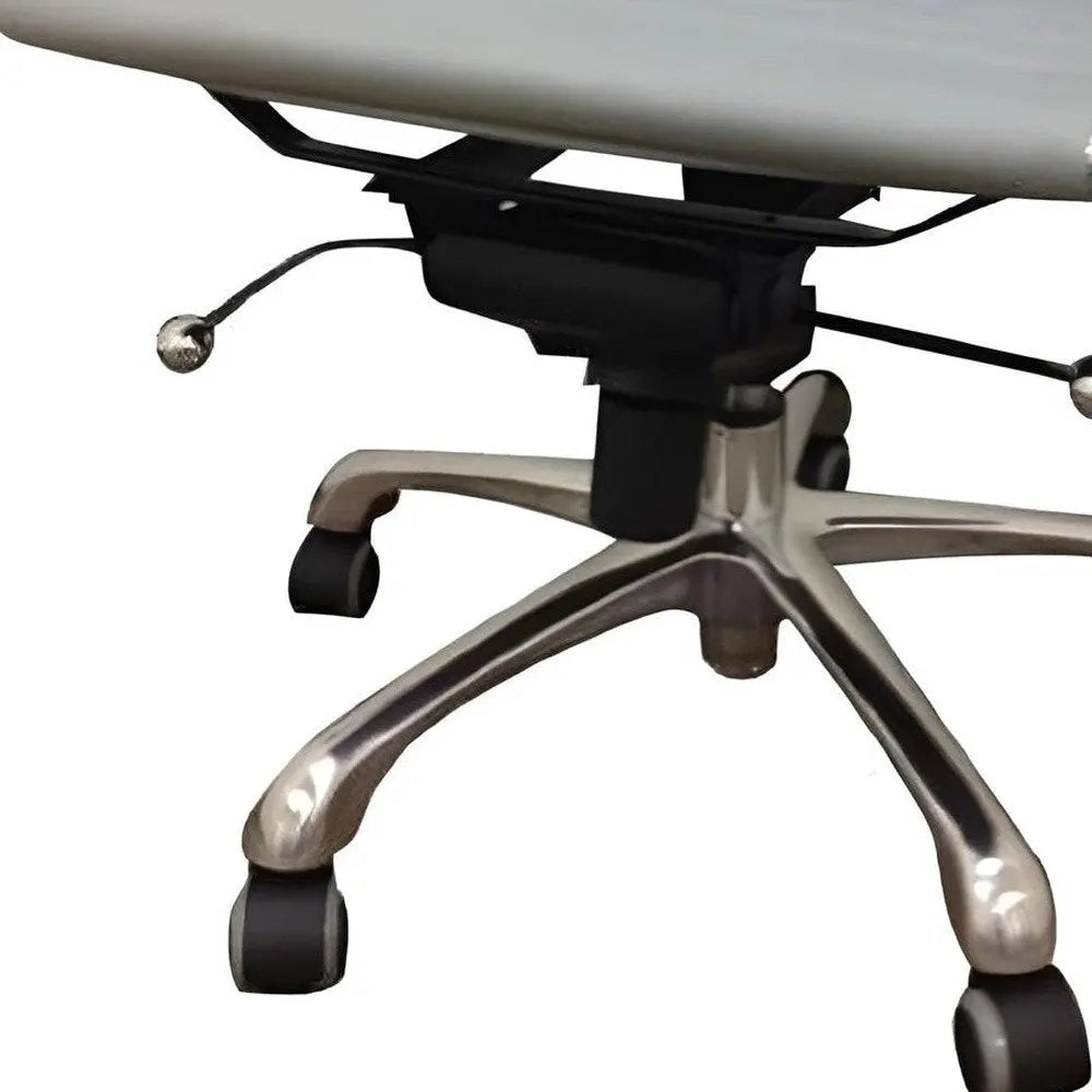 Gray and Silver Faux Leather Adjustable Height Swivel Rolling Office Chair - NOBLE HOME INTERIORS