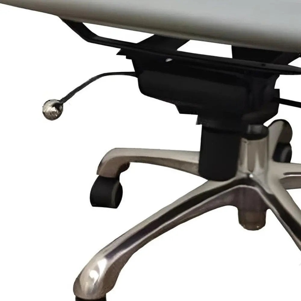 Gray and Silver Faux Leather Adjustable Height Swivel Rolling Office Chair - NOBLE HOME INTERIORS