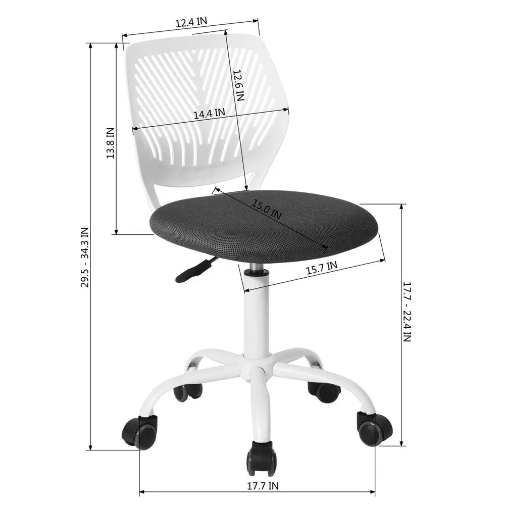Gray and White Adjustable Height Swivel Rolling Office Chair - NOBLE HOME INTERIORS