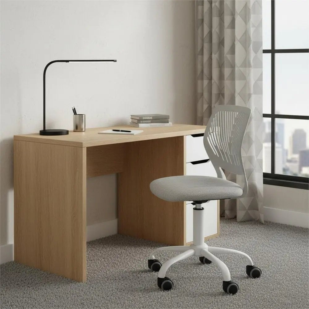 Gray and White Adjustable Height Swivel Rolling Office Chair HomeRoots