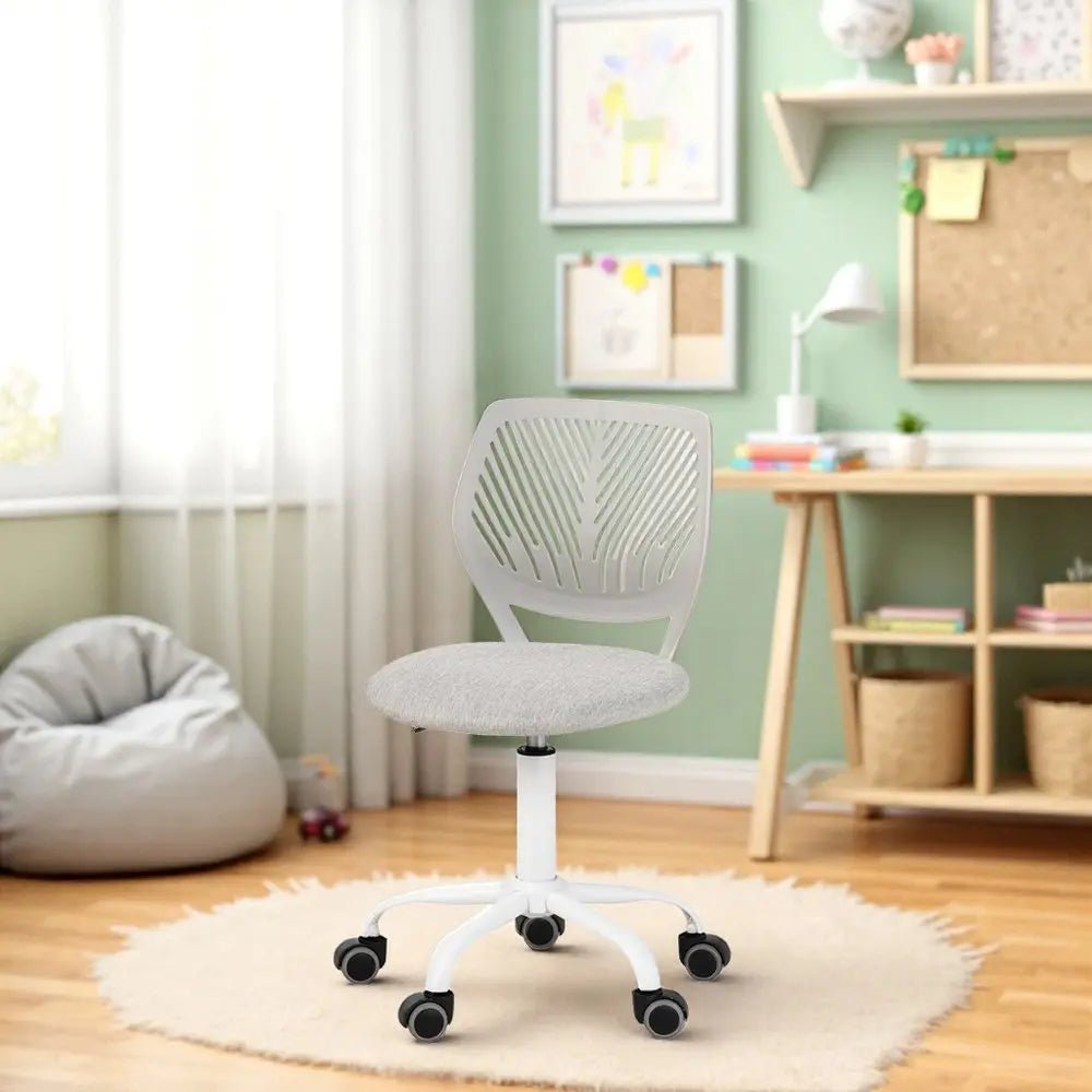 Gray and White Adjustable Height Swivel Rolling Office Chair HomeRoots