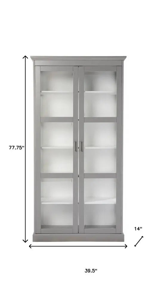Gray Cornice Molding Double Door Curio Cabinet - NOBLE HOME INTERIORS