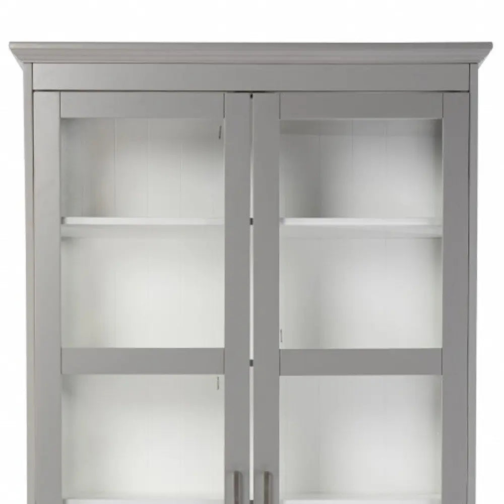 Gray Cornice Molding Double Door Curio Cabinet - NOVA HOME FURNITURE