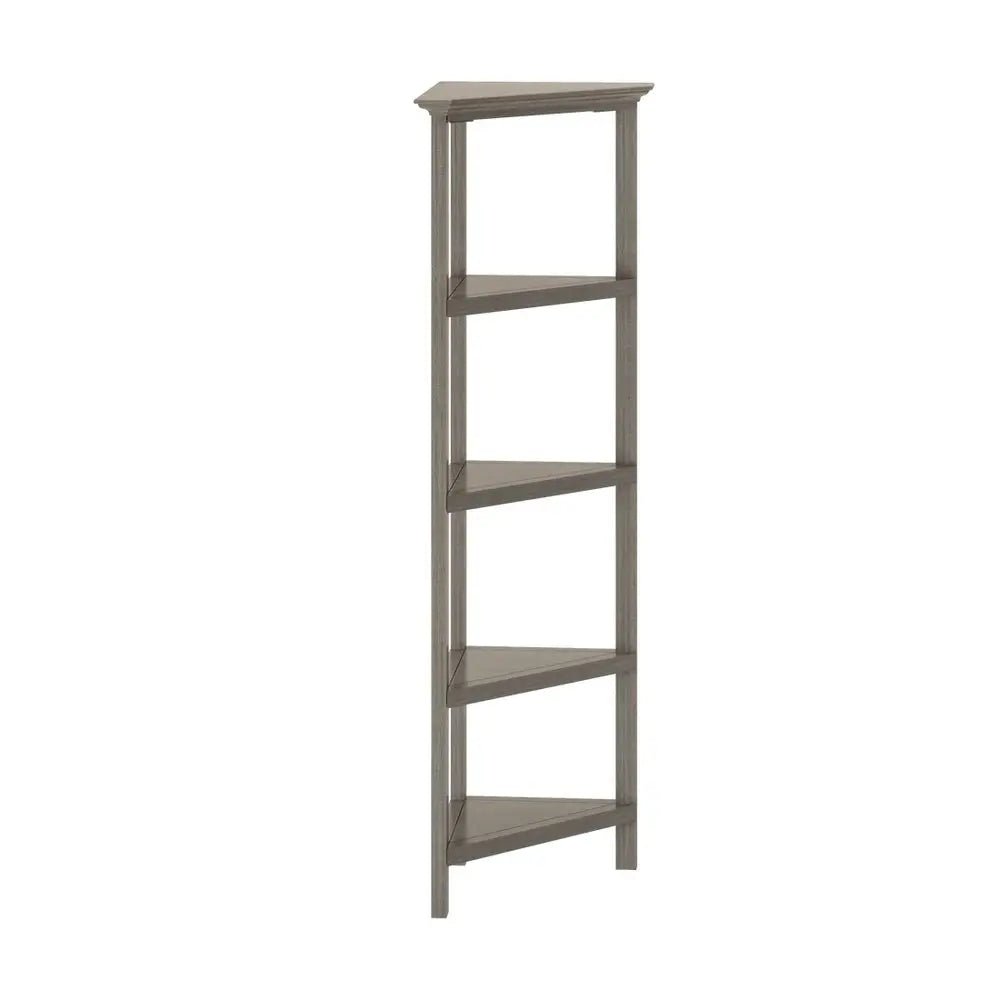 Gray Solid Wood Corner Bookcase HomeRoots