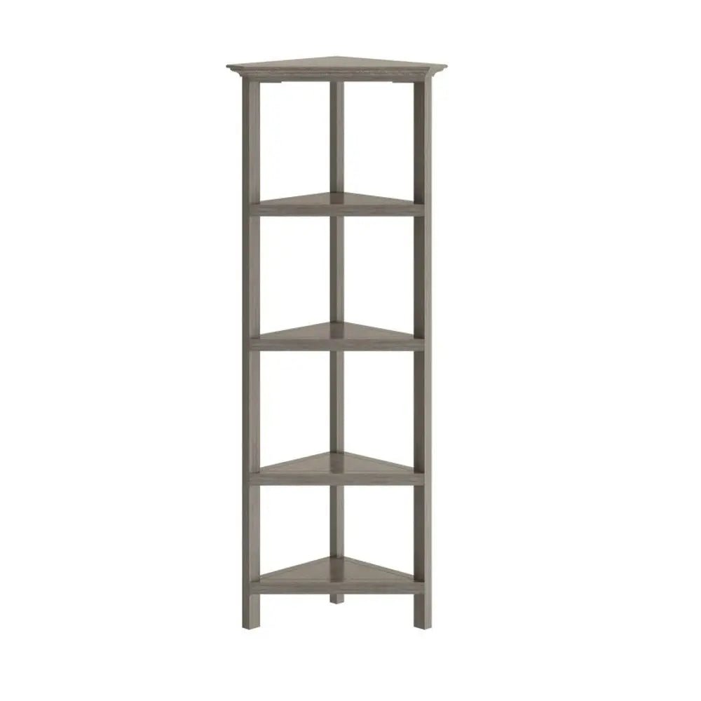 Gray Solid Wood Corner Bookcase HomeRoots