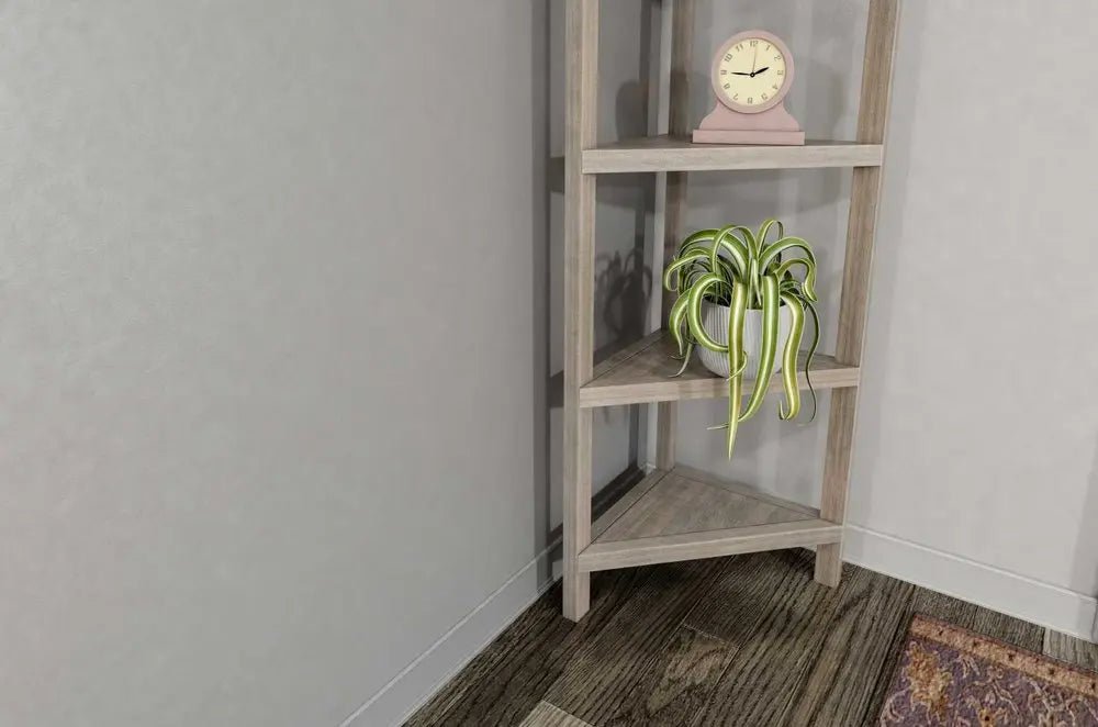 Gray Solid Wood Corner Bookcase HomeRoots
