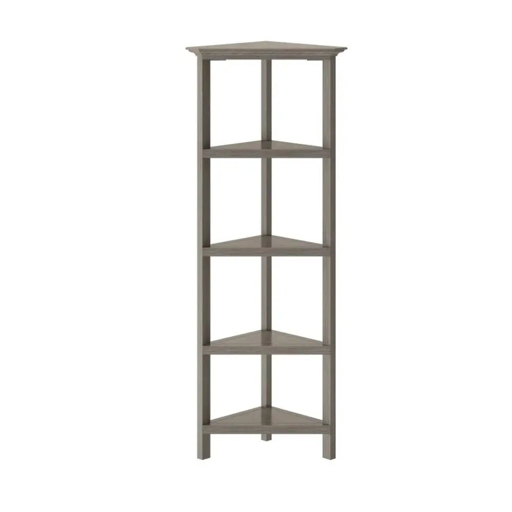 Gray Solid Wood Corner Bookcase HomeRoots