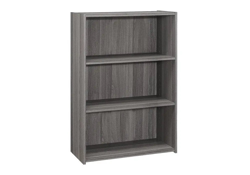 Gray Wood Adjustable Three Tier Bookcase - NOBLE HOME INTERIORS