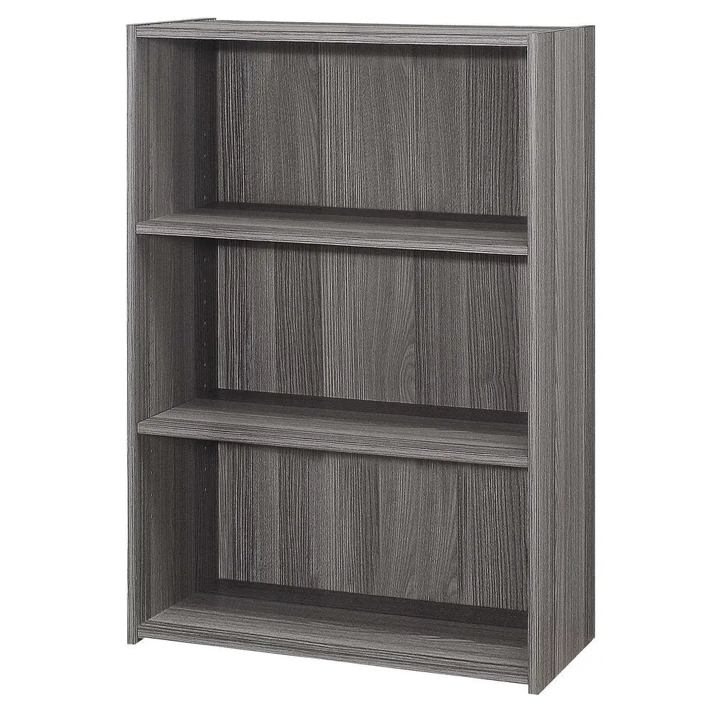 Gray Wood Adjustable Three Tier Bookcase - NOBLE HOME INTERIORS
