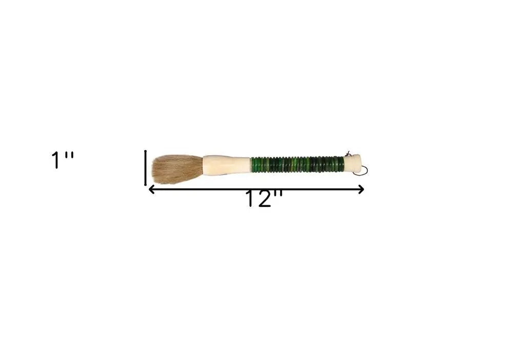 Green Jade Abacus Disc Decorative Calligraphy Brush - NOBLE HOME INTERIORS