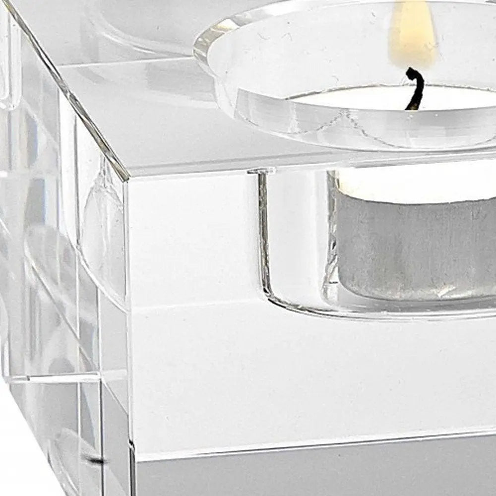 Hand Crafted Crystal Block Pair Of Tlite Holders - NOBLE HOME INTERIORS
